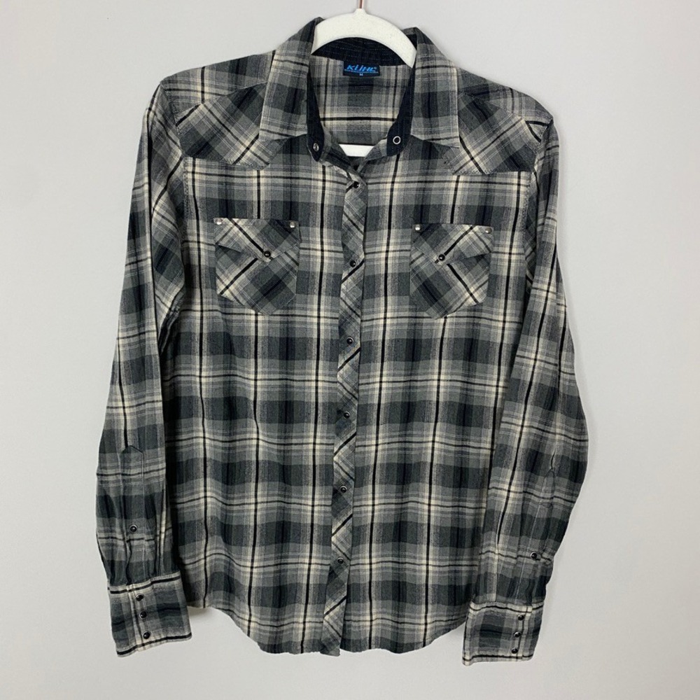 KUHL Plaid Long Sleeve Snap Front Western Shirt Womens Medium Country Equestrian